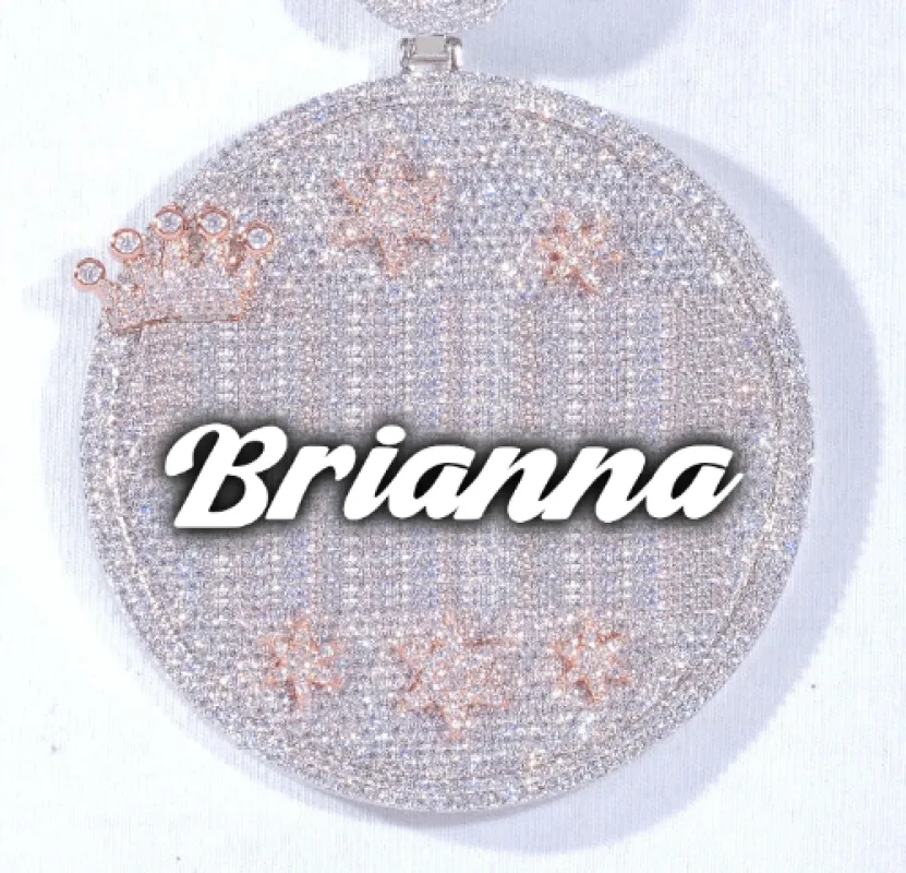 CUSTOM LETTER NECKLACE 3D BIG CROWN DISC sold by The GUU Shop