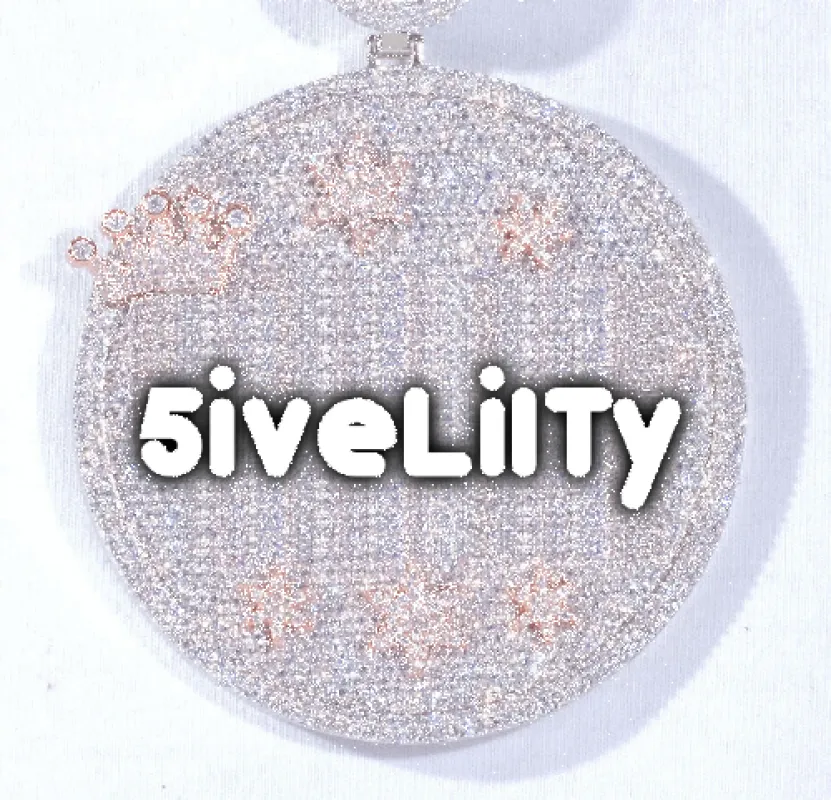 CUSTOM LETTER NECKLACE 3D BIG CROWN DISC sold by The GUU Shop