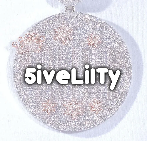 CUSTOM LETTER NECKLACE 3D BIG CROWN DISC sold by The GUU Shop