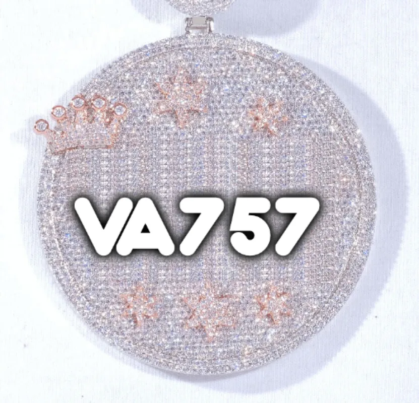 CUSTOM LETTER NECKLACE 3D BIG CROWN DISC sold by The GUU Shop