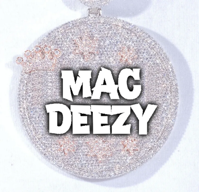 CUSTOM LETTER NECKLACE 3D BIG CROWN DISC sold by The GUU Shop