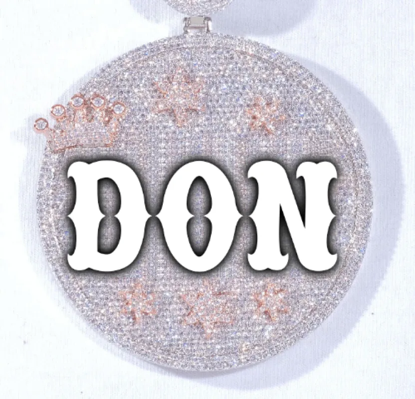 CUSTOM LETTER NECKLACE 3D BIG CROWN DISC sold by The GUU Shop