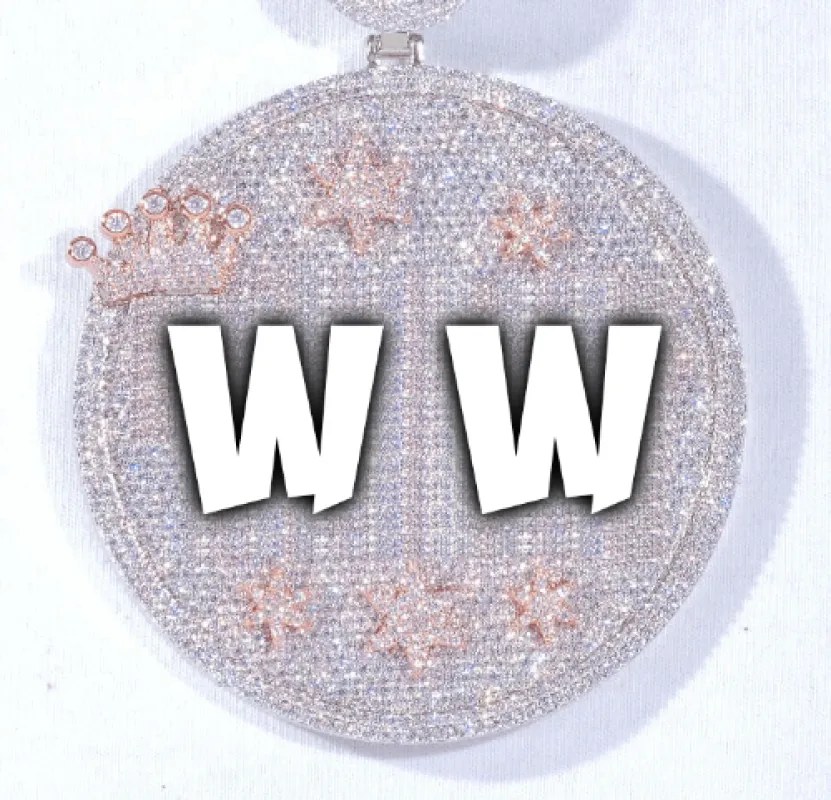 CUSTOM LETTER NECKLACE 3D BIG CROWN DISC sold by The GUU Shop