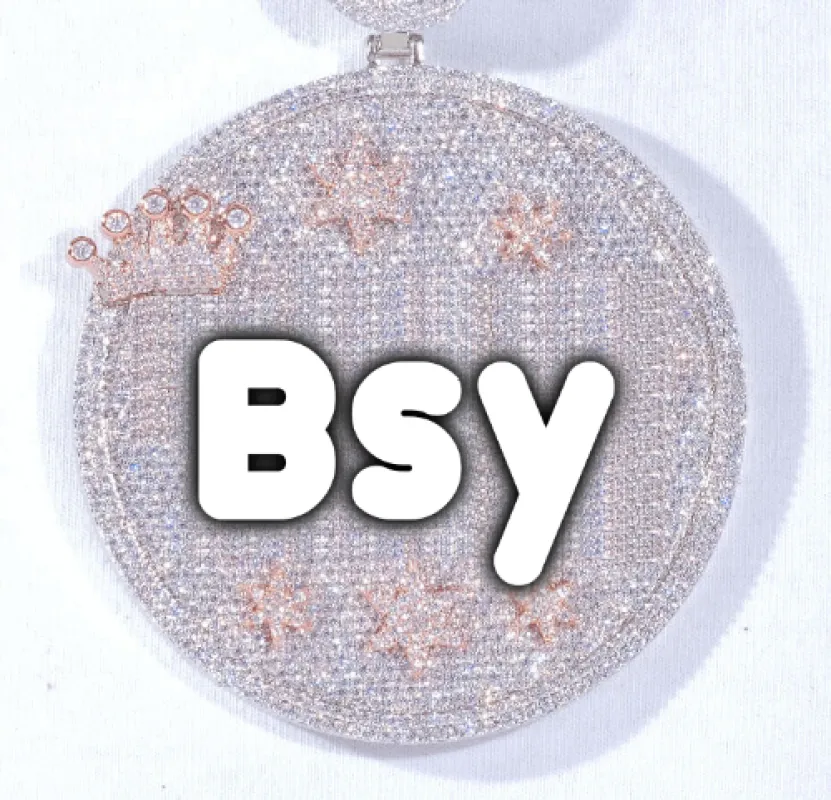 CUSTOM LETTER NECKLACE 3D BIG CROWN DISC sold by The GUU Shop