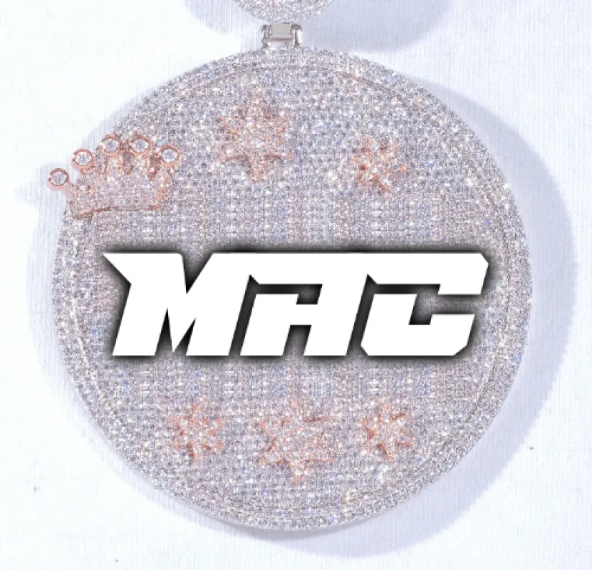 CUSTOM LETTER NECKLACE 3D BIG CROWN DISC sold by The GUU Shop