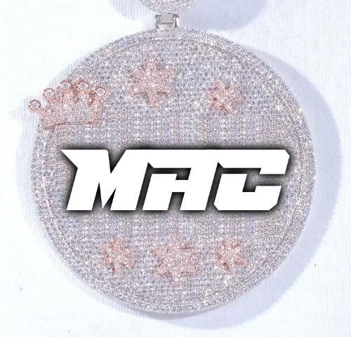 CUSTOM LETTER NECKLACE 3D BIG CROWN DISC sold by The GUU Shop