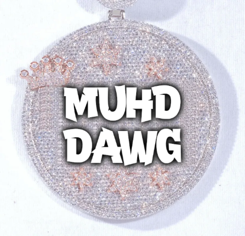 CUSTOM LETTER NECKLACE 3D BIG CROWN DISC sold by The GUU Shop