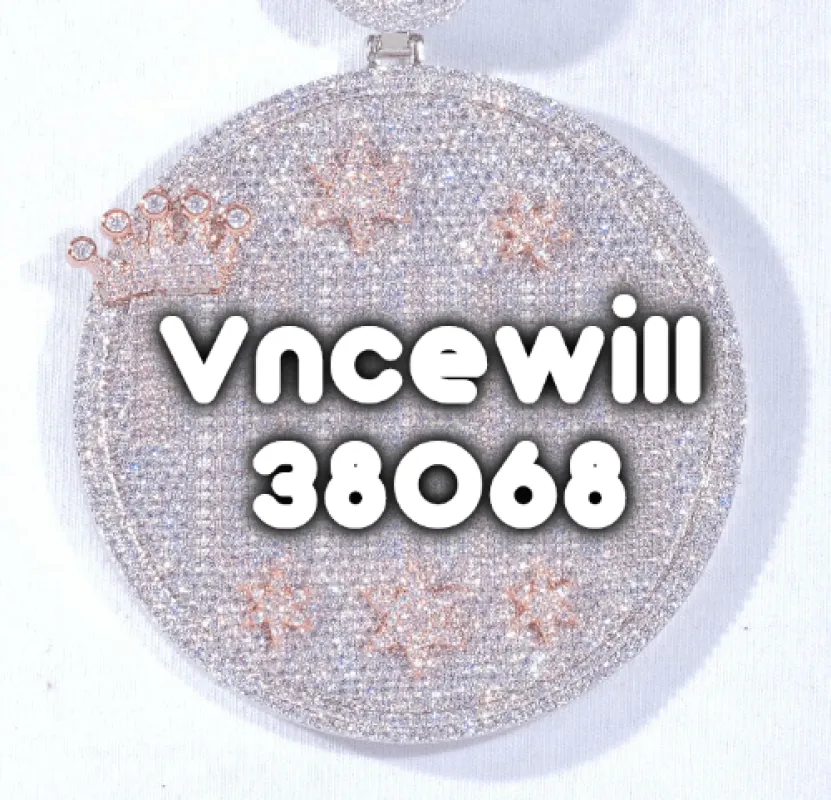 CUSTOM LETTER NECKLACE 3D BIG CROWN DISC sold by The GUU Shop