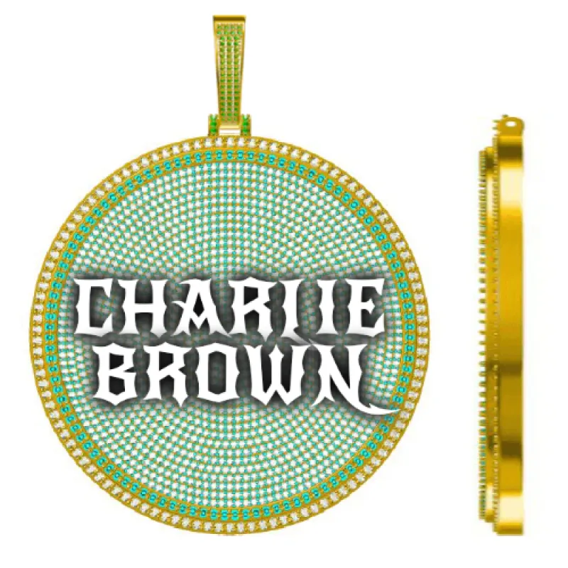 CUSTOM LETTER NECKLACE 3D BIG DISC made by The GUU Shop