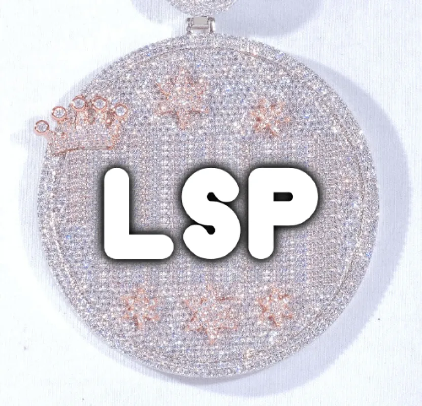 CUSTOM LETTER NECKLACE 3D BIG CROWN DISC sold by The GUU Shop