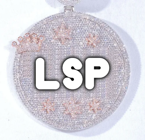 CUSTOM LETTER NECKLACE 3D BIG CROWN DISC sold by The GUU Shop