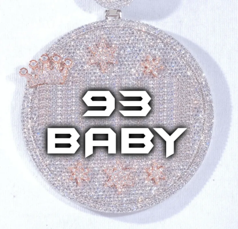 CUSTOM LETTER NECKLACE 3D BIG CROWN DISC sold by The GUU Shop