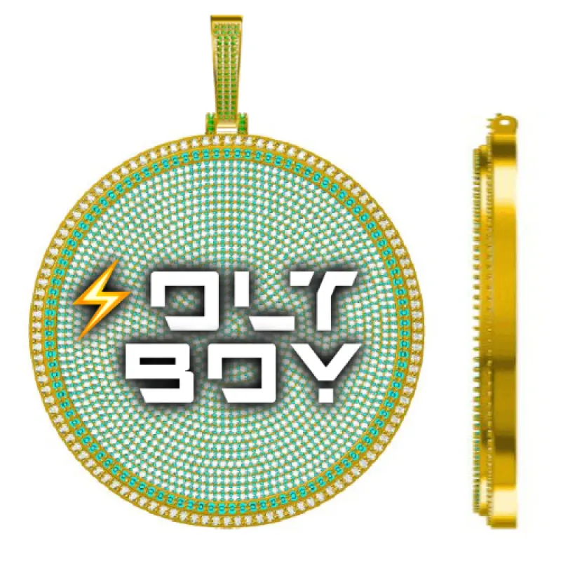 CUSTOM LETTER NECKLACE 3D BIG DISC sold by The GUU Shop