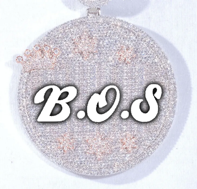 CUSTOM LETTER NECKLACE 3D BIG CROWN DISC sold by The GUU Shop