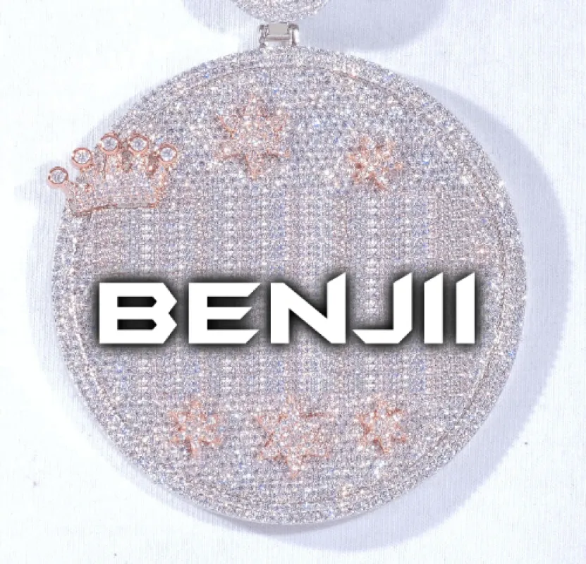 CUSTOM LETTER NECKLACE 3D BIG CROWN DISC sold by The GUU Shop