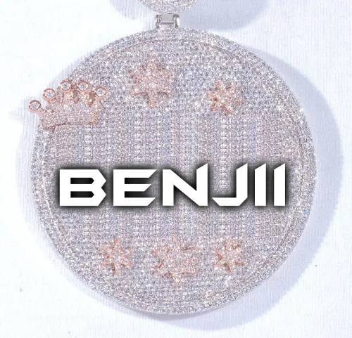 CUSTOM LETTER NECKLACE 3D BIG CROWN DISC sold by The GUU Shop