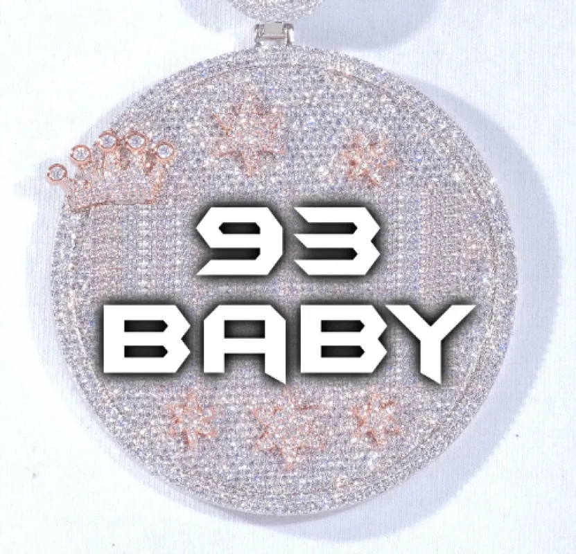 CUSTOM LETTER NECKLACE 3D BIG CROWN DISC sold by The GUU Shop