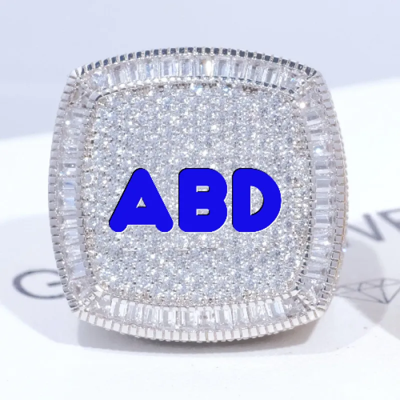 CUSTOM LETTER 3D ICED RING sold by The GUU Shop