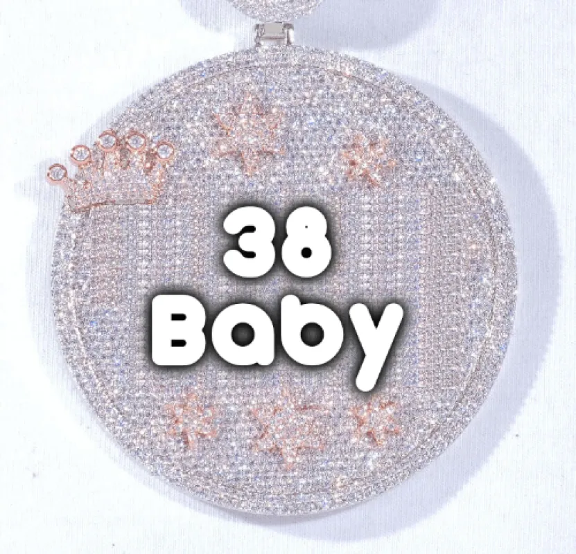 CUSTOM LETTER NECKLACE 3D BIG CROWN DISC sold by The GUU Shop