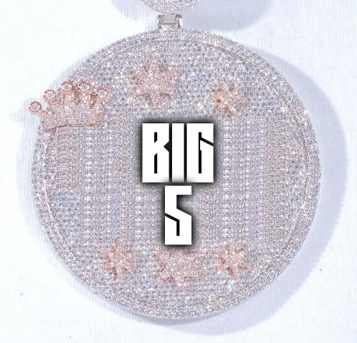 CUSTOM LETTER NECKLACE 3D BIG CROWN DISC sold by The GUU Shop