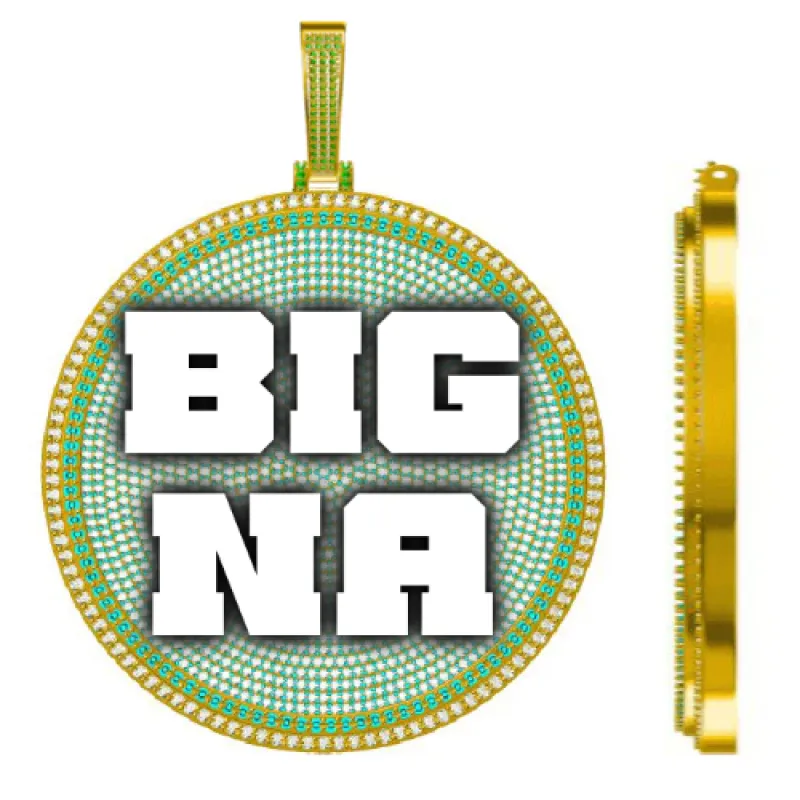 CUSTOM LETTER NECKLACE 3D BIG DISC sold by The GUU Shop