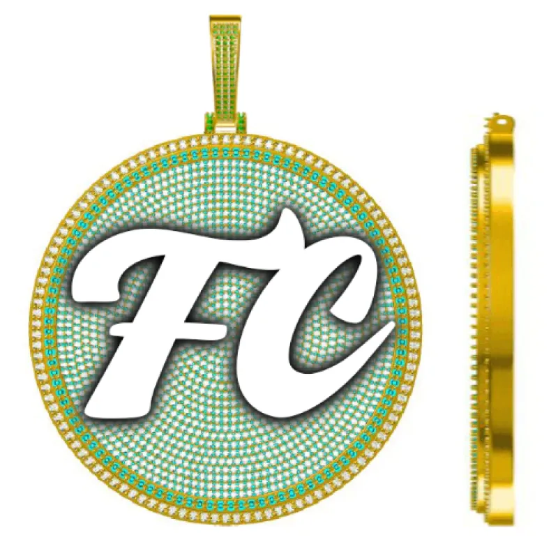 CUSTOM LETTER NECKLACE 3D BIG DISC sold by The GUU Shop