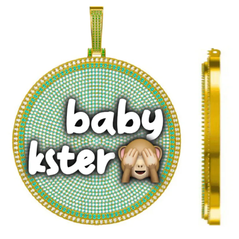 CUSTOM LETTER NECKLACE 3D BIG DISC sold by The GUU Shop