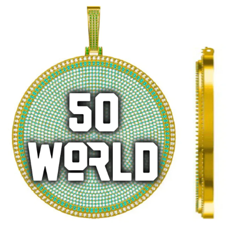 CUSTOM LETTER NECKLACE 3D BIG DISC sold by The GUU Shop