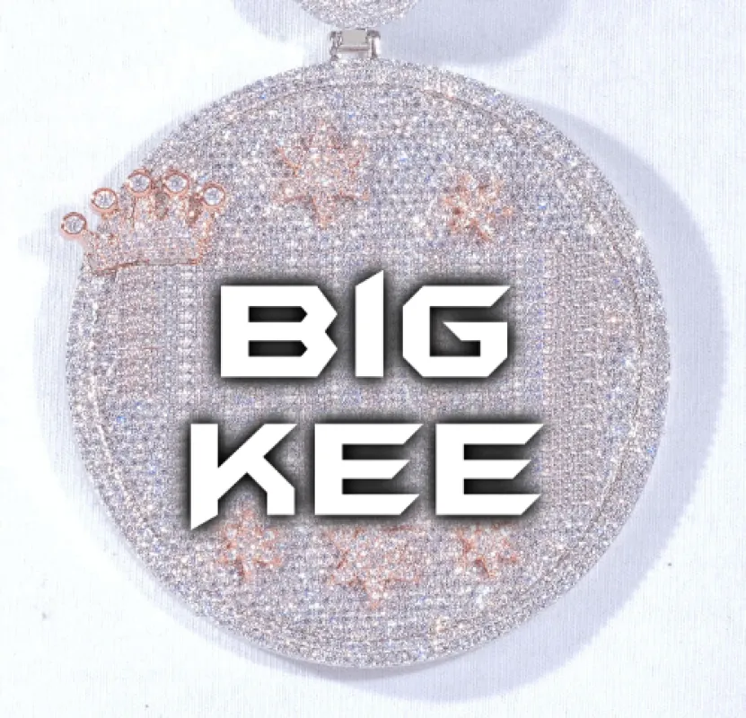 CUSTOM LETTER NECKLACE 3D BIG CROWN DISC sold by The GUU Shop