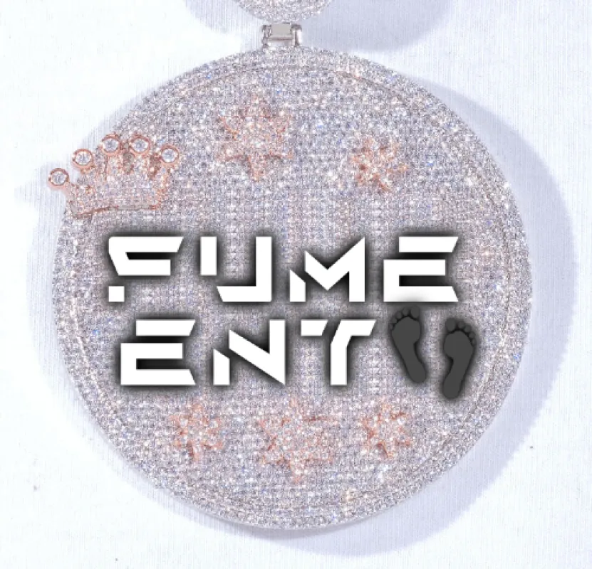 CUSTOM LETTER NECKLACE 3D BIG CROWN DISC sold by The GUU Shop