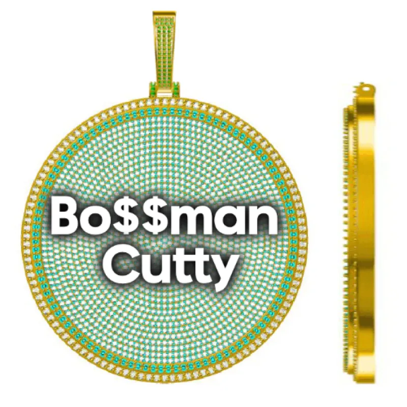 CUSTOM LETTER NECKLACE 3D BIG DISC sold by The GUU Shop