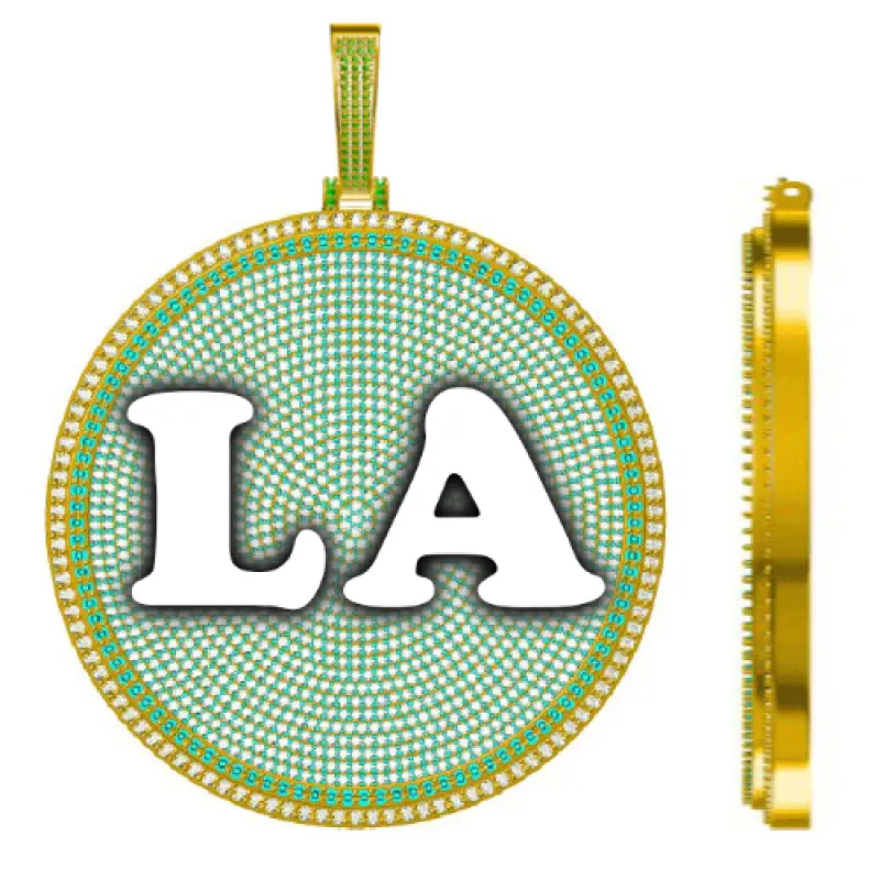 CUSTOM LETTER NECKLACE 3D BIG DISC sold by The GUU Shop