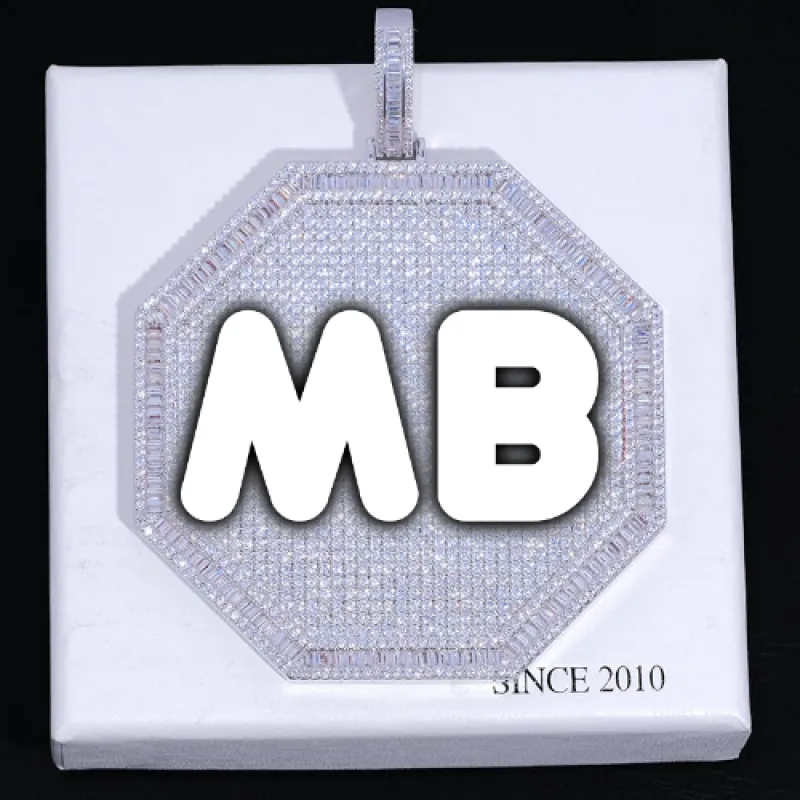 CUSTOM LETTER NECKLACE 3D BIG OCTAGON sold by The GUU Shop