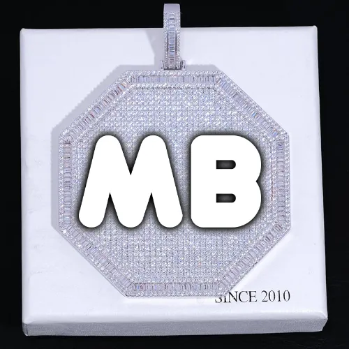 CUSTOM LETTER NECKLACE 3D BIG OCTAGON sold by The GUU Shop