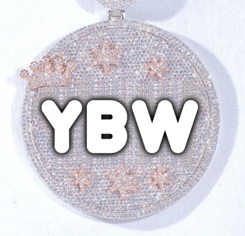 CUSTOM LETTER NECKLACE 3D BIG CROWN DISC sold by The GUU Shop