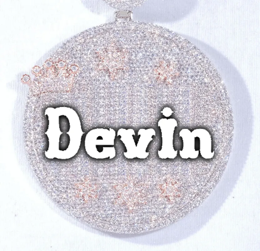 CUSTOM LETTER NECKLACE 3D BIG CROWN DISC sold by The GUU Shop