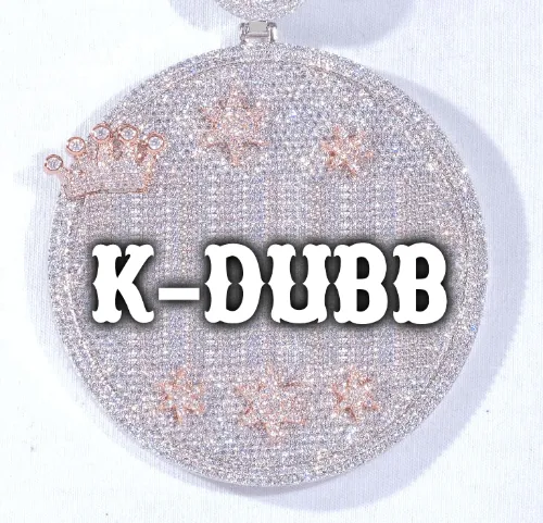 CUSTOM LETTER NECKLACE 3D BIG CROWN DISC sold by The GUU Shop