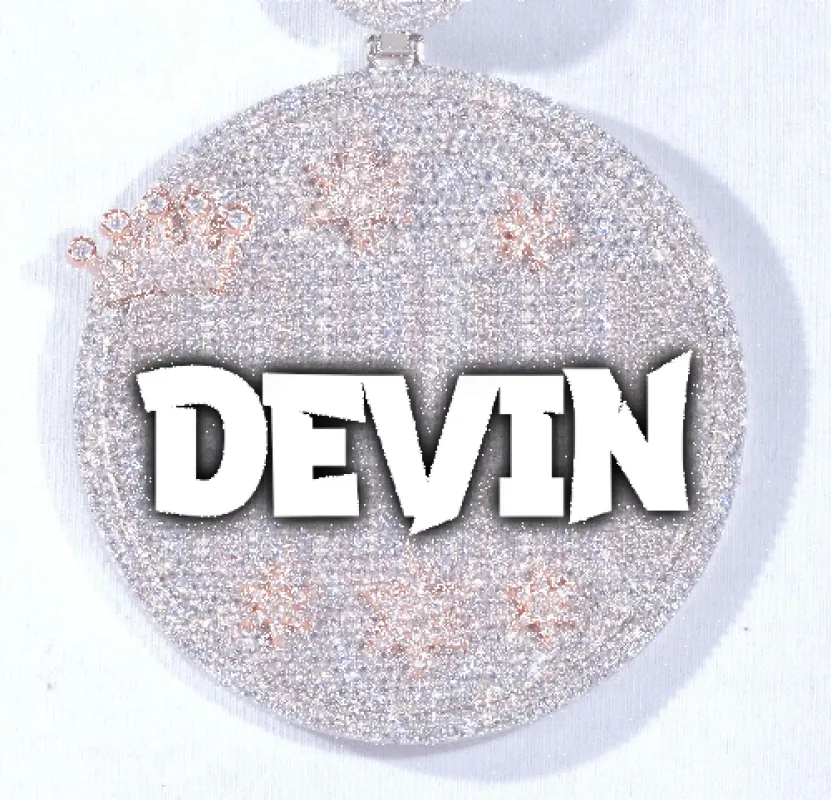 CUSTOM LETTER NECKLACE 3D BIG CROWN DISC sold by The GUU Shop