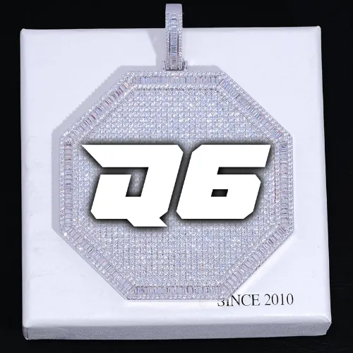 CUSTOM LETTER NECKLACE 3D BIG OCTAGON sold by The GUU Shop