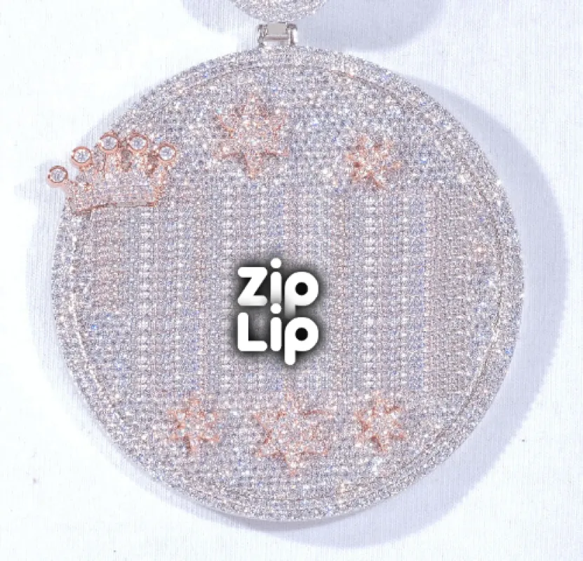 CUSTOM LETTER NECKLACE 3D BIG CROWN DISC sold by The GUU Shop