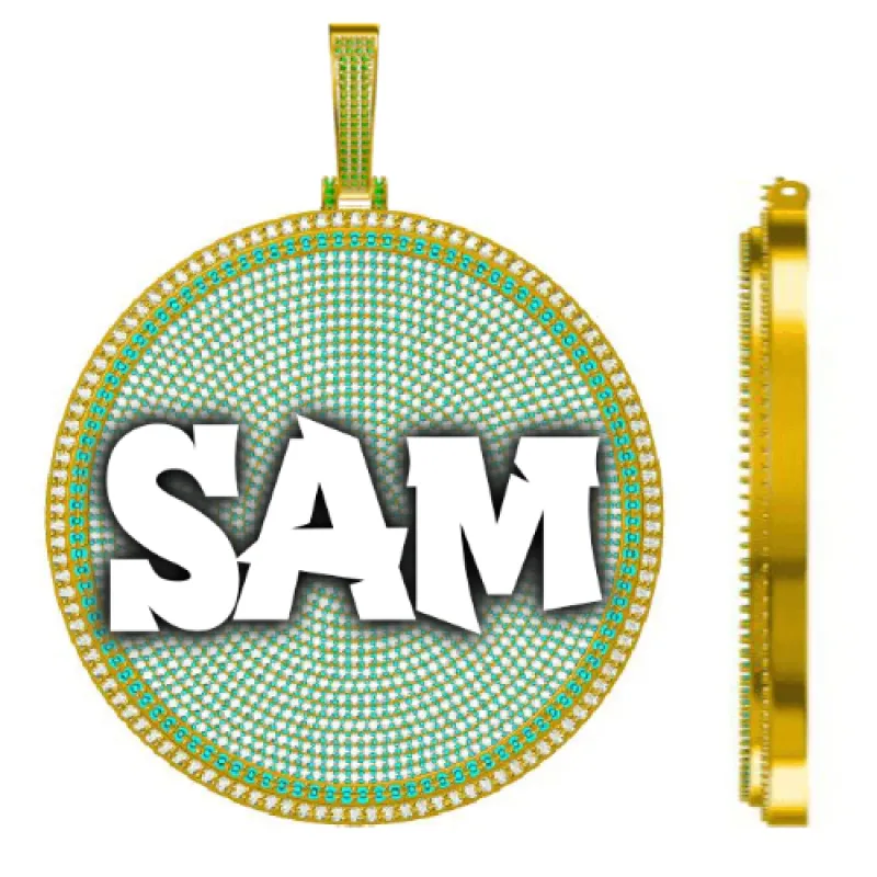 CUSTOM LETTER NECKLACE 3D BIG DISC sold by The GUU Shop