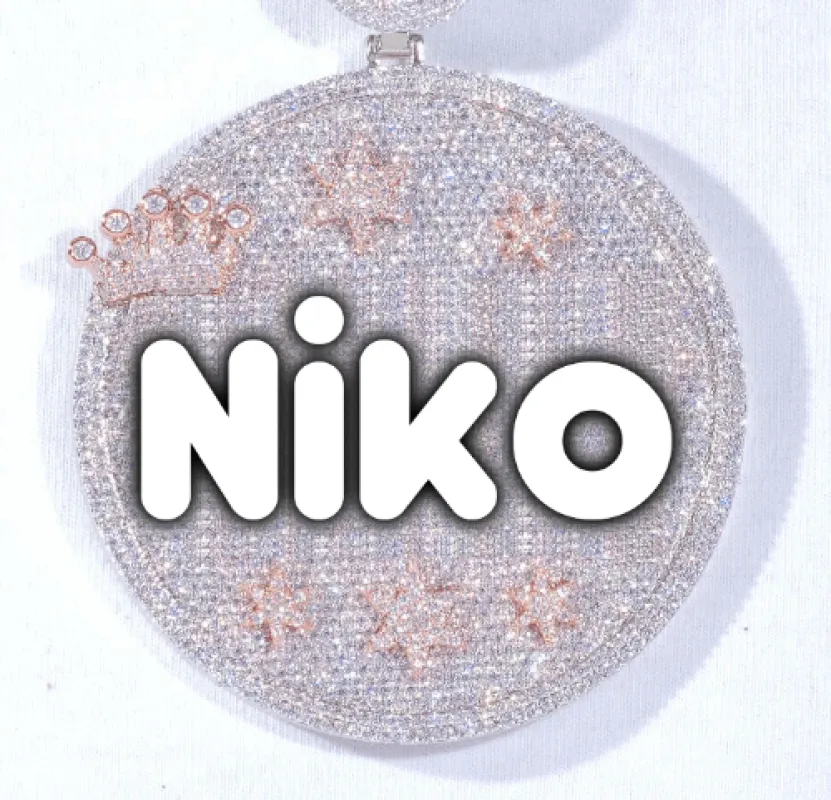 CUSTOM LETTER NECKLACE 3D BIG CROWN DISC sold by The GUU Shop