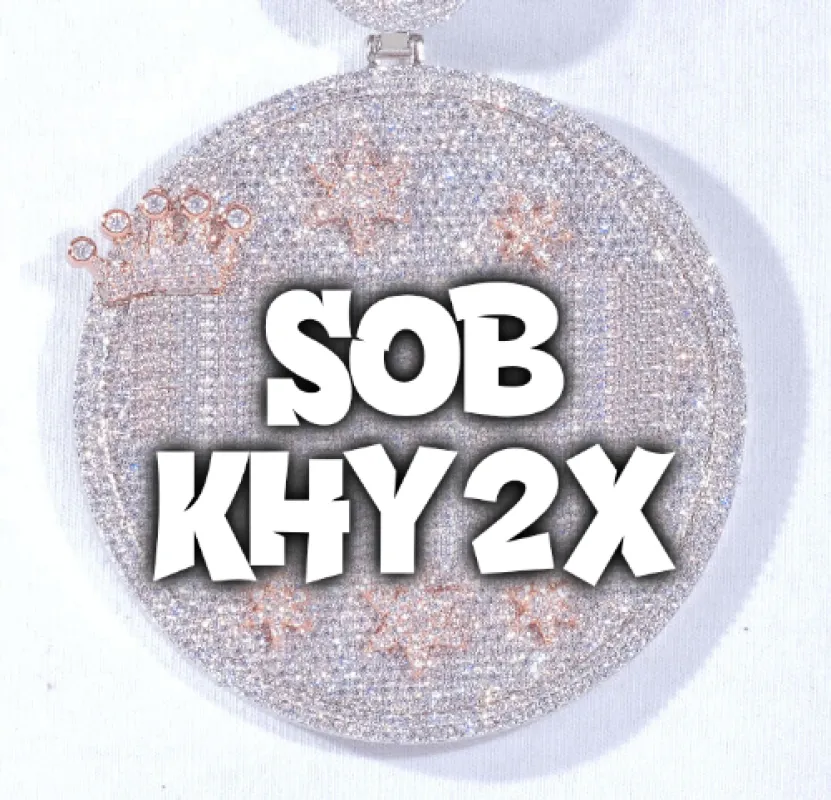 CUSTOM LETTER NECKLACE 3D BIG CROWN DISC sold by The GUU Shop