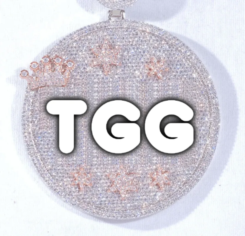 CUSTOM LETTER NECKLACE 3D BIG CROWN DISC sold by The GUU Shop