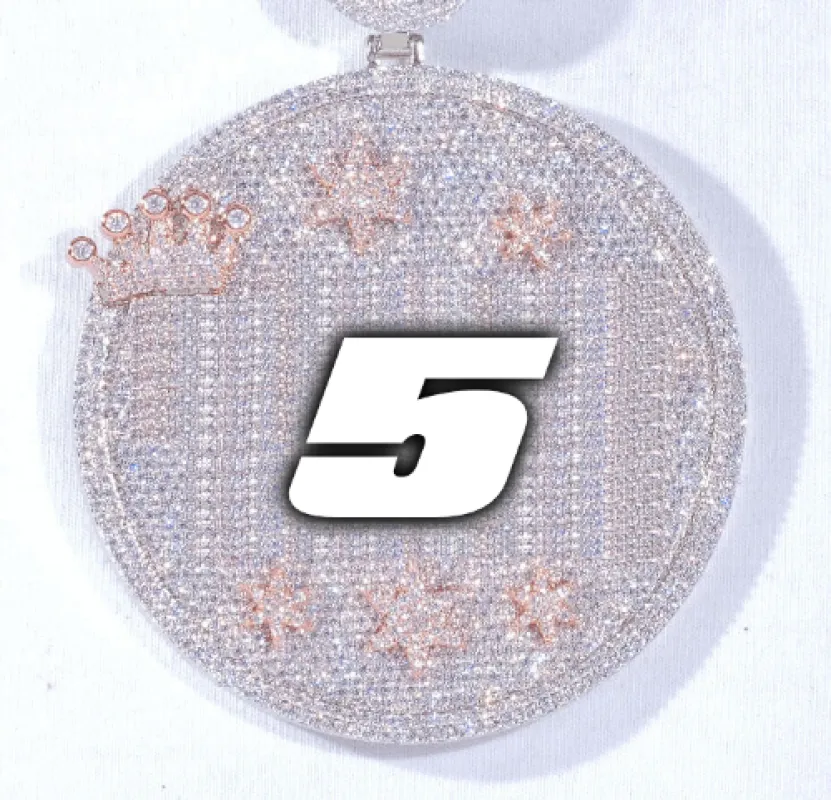 CUSTOM LETTER NECKLACE 3D BIG CROWN DISC sold by The GUU Shop