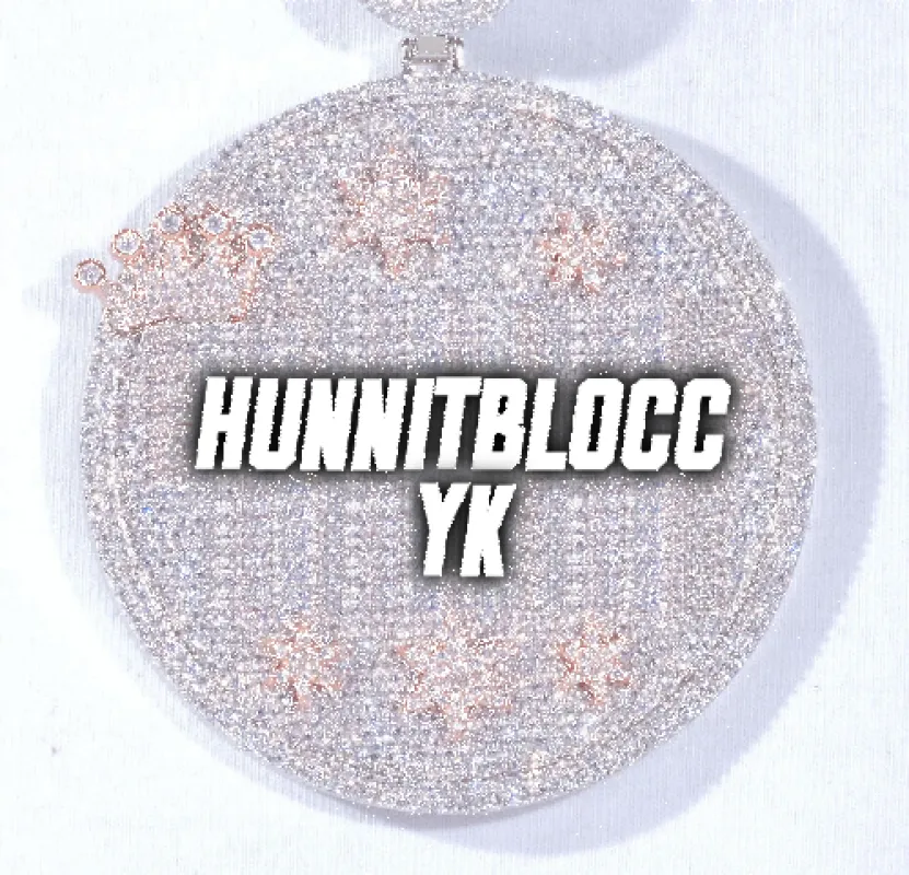 CUSTOM LETTER NECKLACE 3D BIG CROWN DISC sold by The GUU Shop