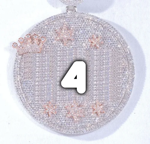 CUSTOM LETTER NECKLACE 3D BIG CROWN DISC sold by The GUU Shop