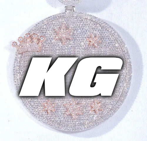 CUSTOM LETTER NECKLACE 3D BIG CROWN DISC sold by The GUU Shop