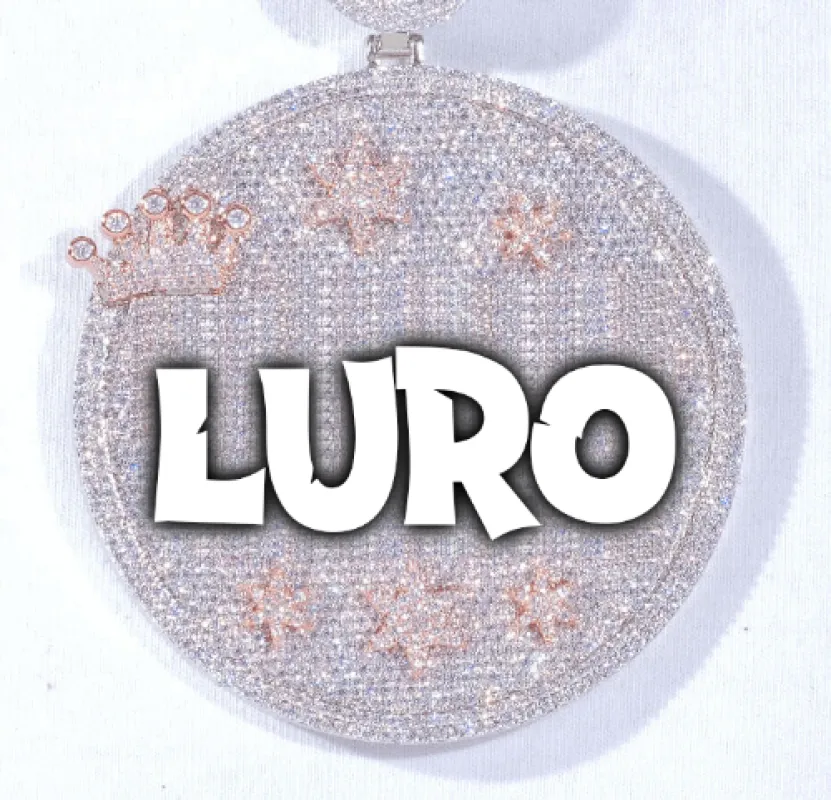 CUSTOM LETTER NECKLACE 3D BIG CROWN DISC sold by The GUU Shop