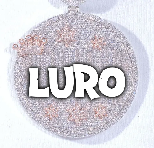 CUSTOM LETTER NECKLACE 3D BIG CROWN DISC sold by The GUU Shop